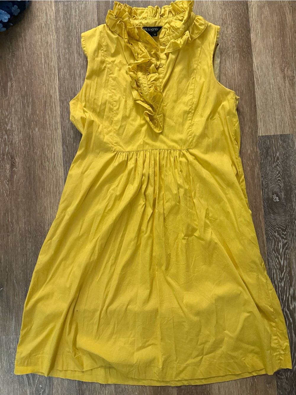 JOE & AMY Yellow Ruffle Neck Sleeveless Dress
